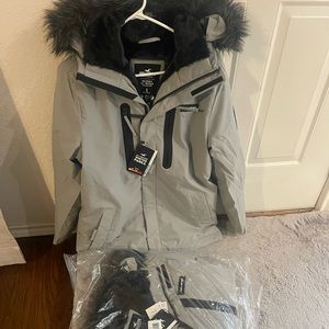 Mens all weather winter parka grey faux fur lined jackets
